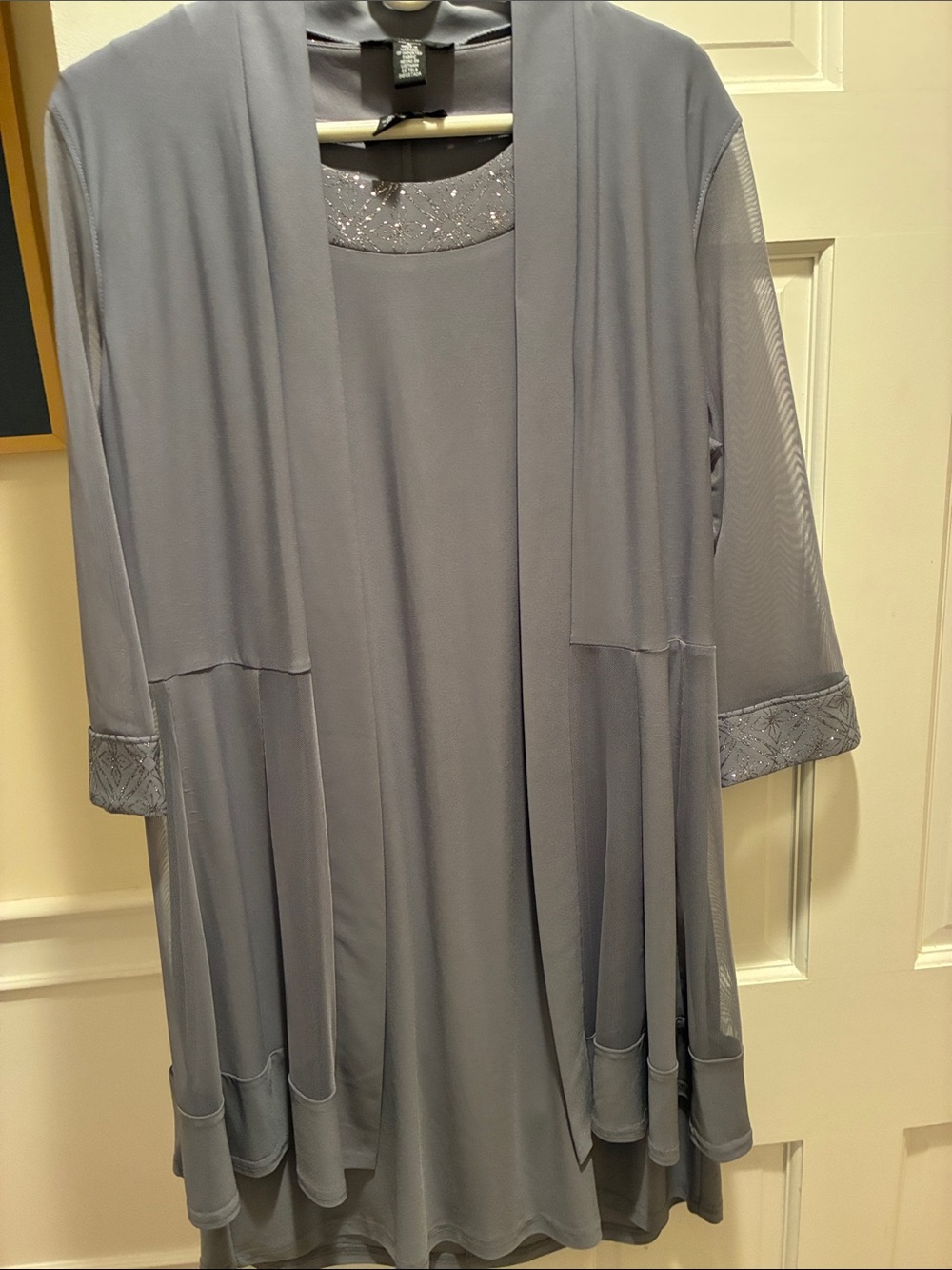 R & M Richards Lavender Gray Two-Piece Tunic & Duster Set